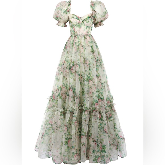 Selkie Dress — The Garden Roses Silk Gauze Ritz Gown - Picture 1 of 3